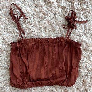 Dark orange silk tied tank